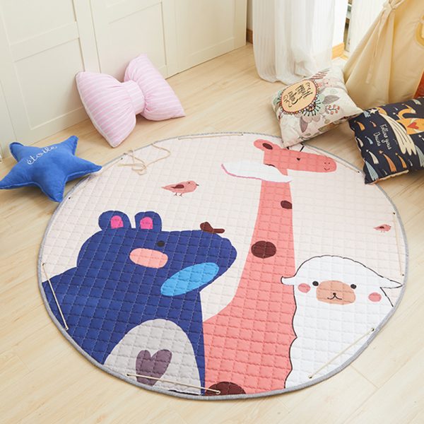 Round cotton cartoon fabric skin-friendly baby crawling mat