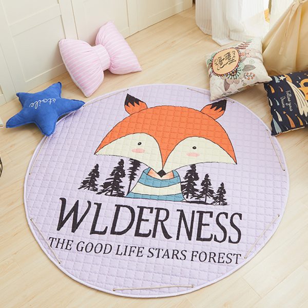 Round cotton cartoon fabric skin-friendly baby crawling mat