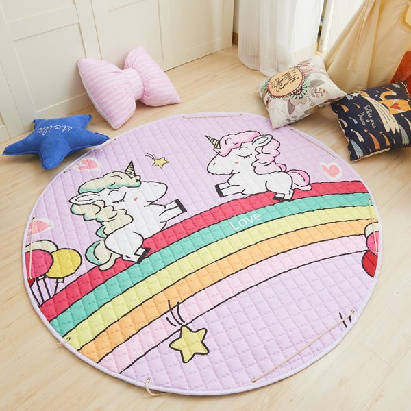 Round cotton cartoon fabric skin-friendly baby crawling mat