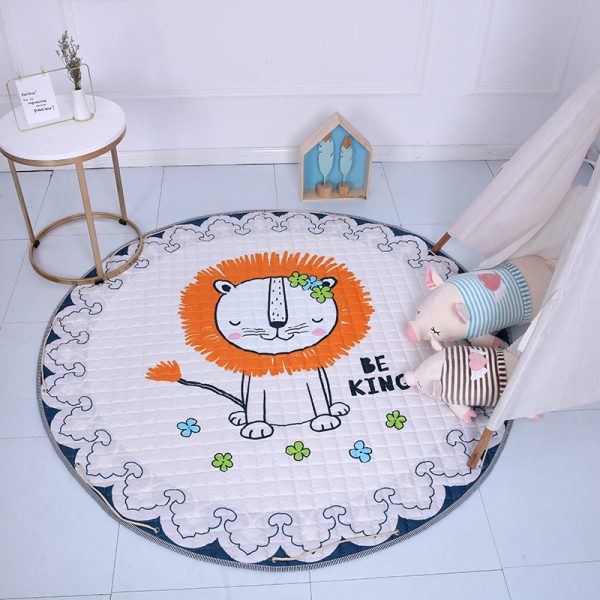 Round cotton cartoon fabric skin-friendly baby crawling mat