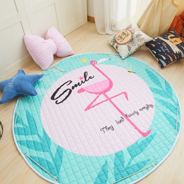 Round cotton cartoon fabric skin-friendly baby crawling mat