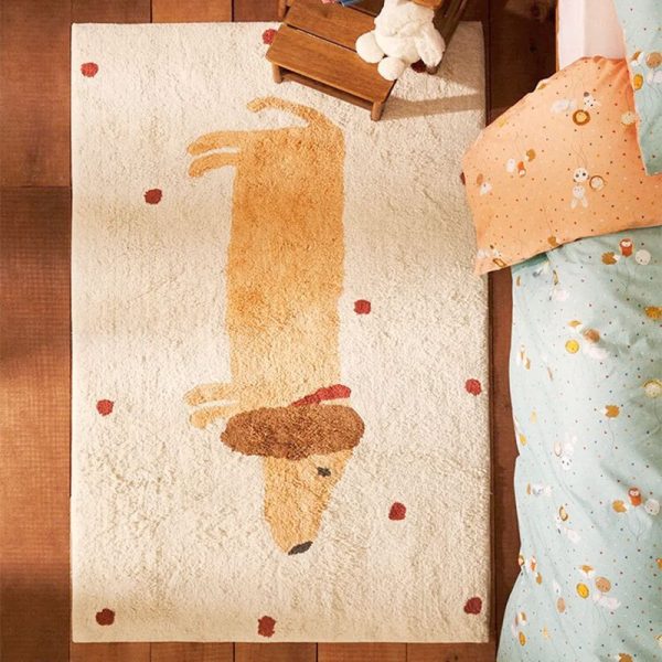 Cute cartoon imitation cashmere bedside anti-fall baby crawling mat