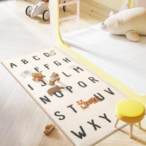 Cartoon Alphabet Cotton Hemp Bottom Washable Baby Crawling Mat