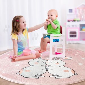 Cute Rabbit Pink Flannel Soft and Safe Baby Crawling Mat