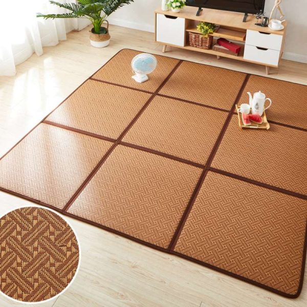 Spliced Japanese style folding summer rattan mat tatami baby crawling mat