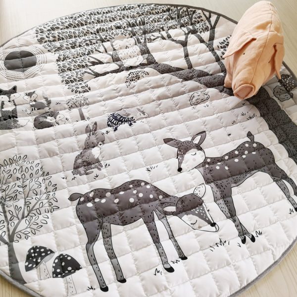 Forest Animal Grid Stitch Pet Floor Mat Baby Crawling Mat