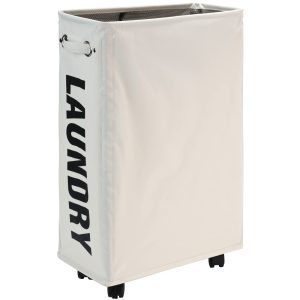 Foldable Narrow Corner Rolling Slim Wheels Laundry Basket