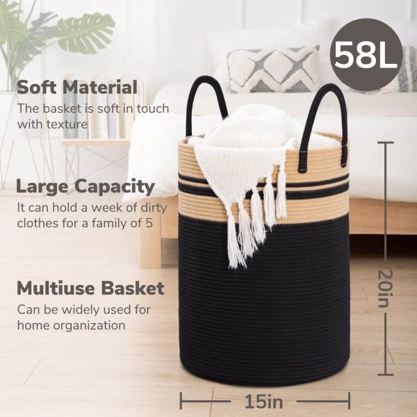 Tall Black Blanket Laundry Basket