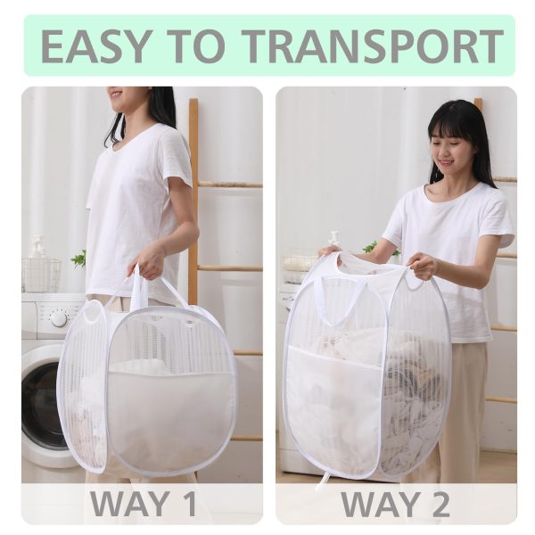 Solidly Foldable Handy Laundry Mesh Popup Basket