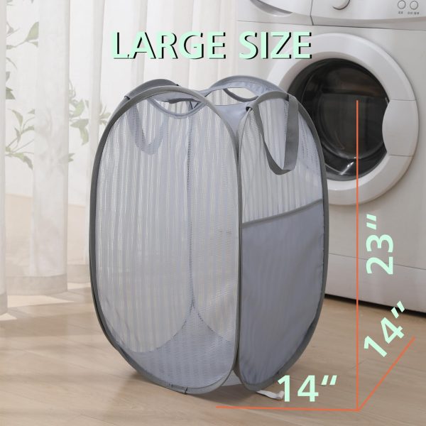 Solidly Foldable Handy Laundry Mesh Popup Basket