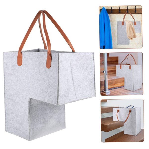 2Pcs Large Felt Clothes Foldable Laundry Basket