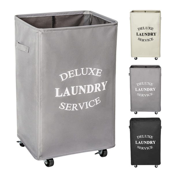 Large Rolling Wheels Collapsible Clothing Laundry Basket