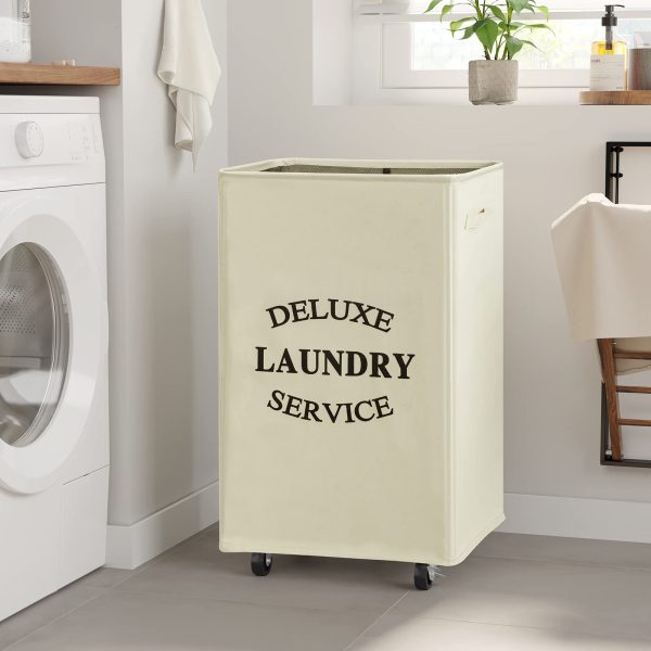 Large Rolling Wheels Collapsible Clothing Laundry Basket