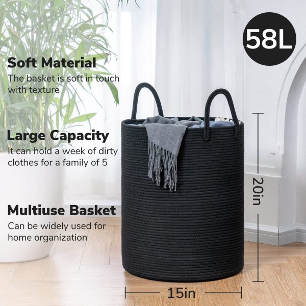 Tall Modern Woven Rope Laundry Basket