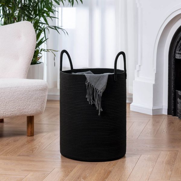 Tall Modern Woven Rope Laundry Basket