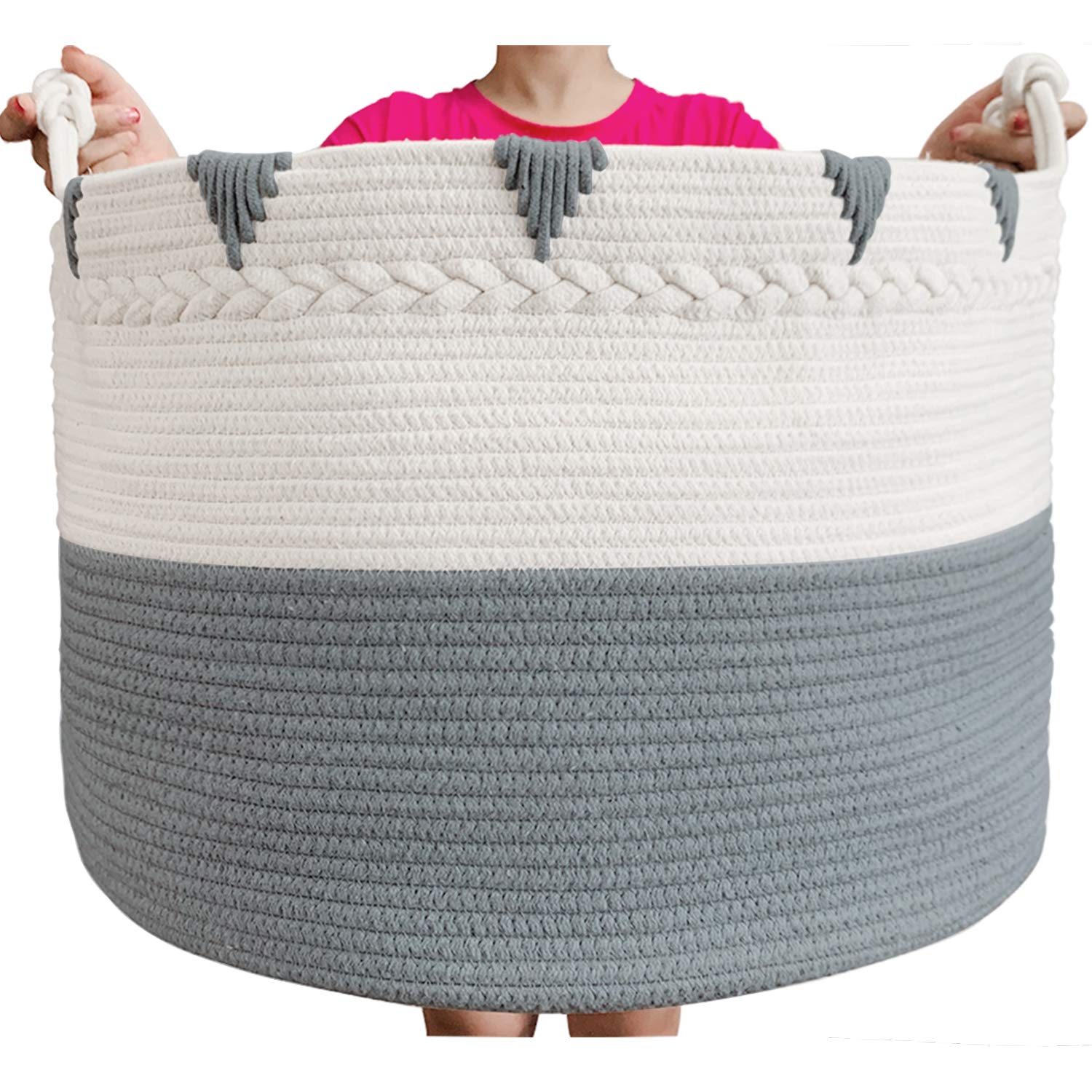 Large Cotton Rope Blanket Laundry Basket