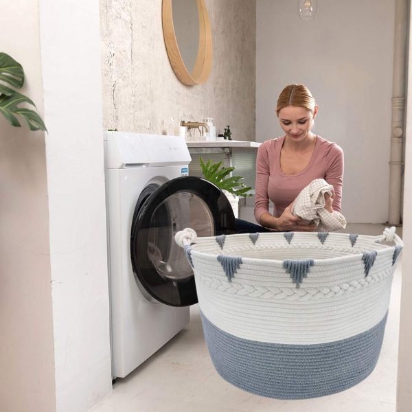 Large Cotton Rope Blanket Laundry Basket