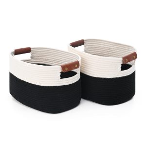 2 Pack Collapsible Rope Decorative Storage Laundry Basket