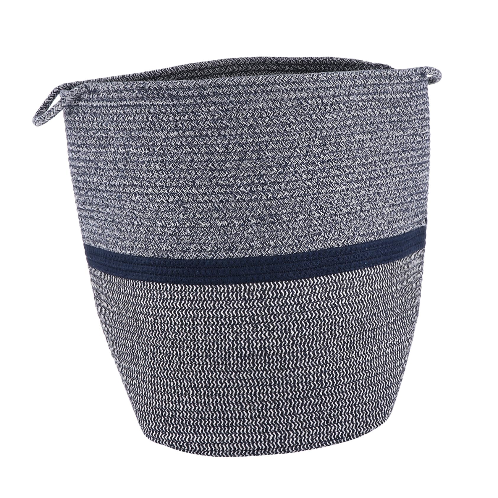 Woven Large Wicker Stripe Washing Storage Laundry Basket