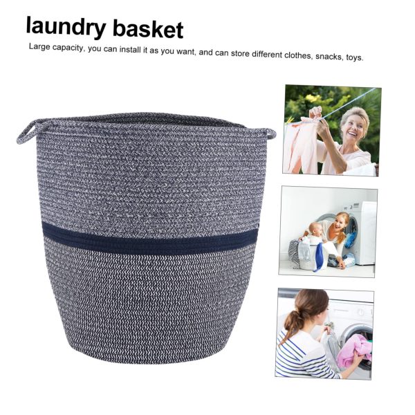 Woven Large Wicker Stripe Washing Storage Laundry Basket