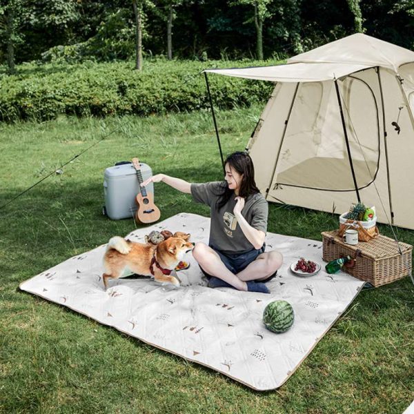 Beige anti-stain non-stick ultrasonic aluminum film picnic mat