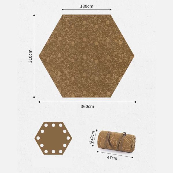 The tan ultrasonic hex print picnic mat, easy to store