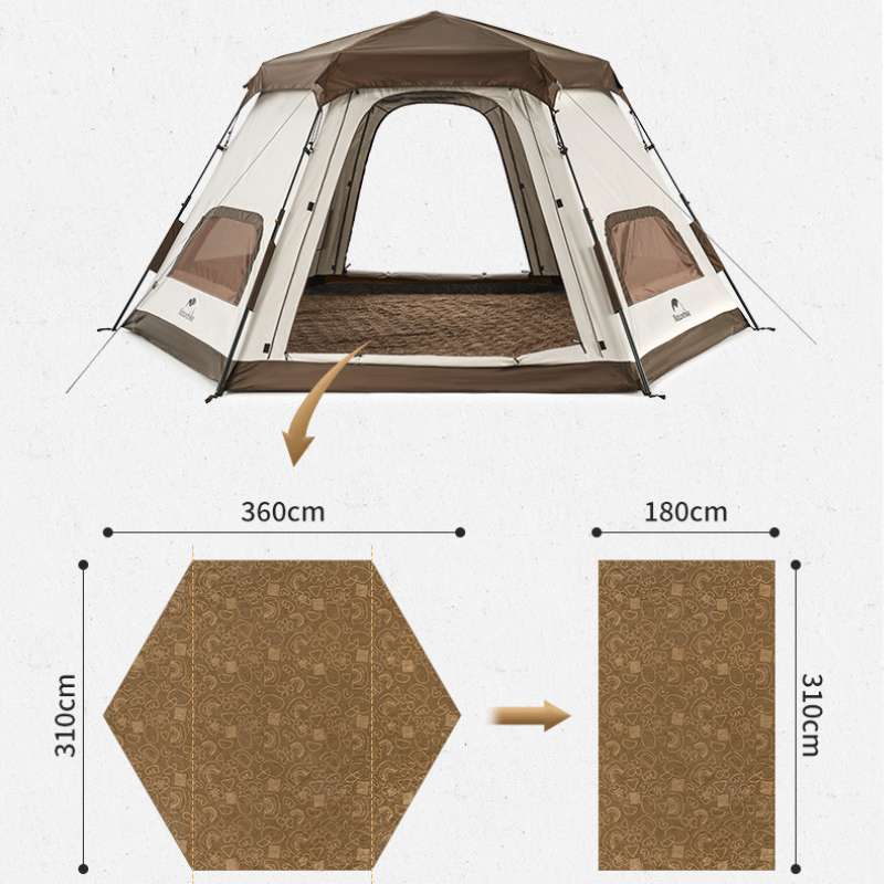 The tan ultrasonic hex print picnic mat, easy to store