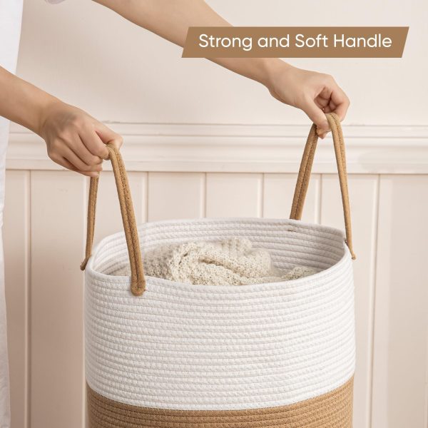 Large Tall Woven Rope Laundry Basket