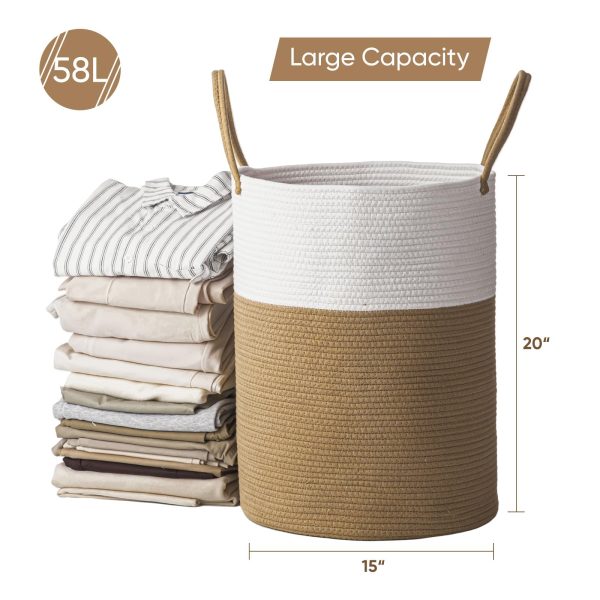 Large Tall Woven Rope Laundry Basket