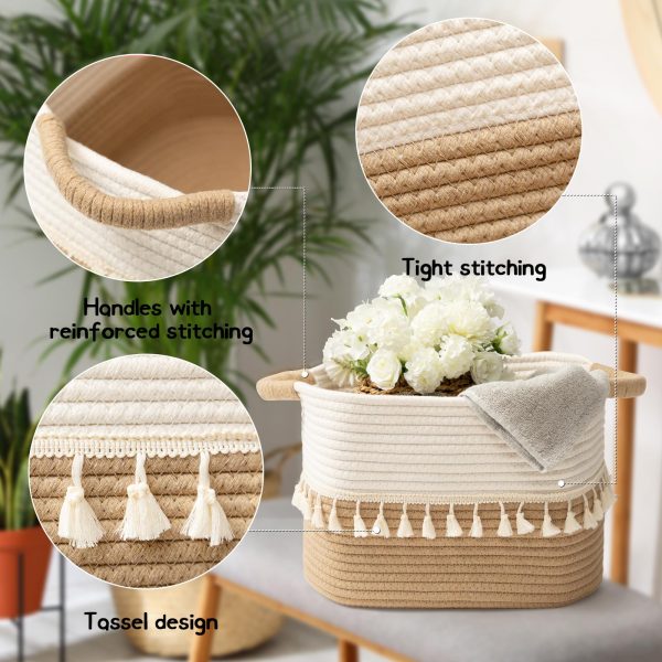 3 Pack Woven Cotton Rope Clothes Storage Laundry Basket