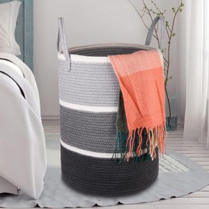 Tall Nursery Hamper Woven Rope Laundry Basket