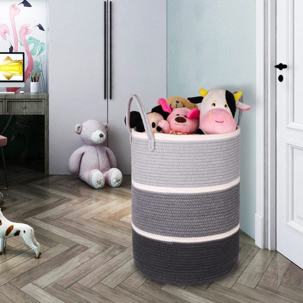 Tall Nursery Hamper Woven Rope Laundry Basket