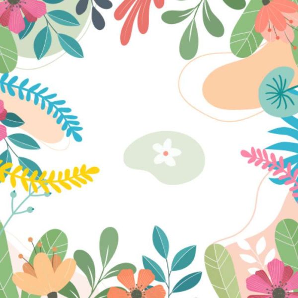 Portable picnic mat with botanical floral pattern