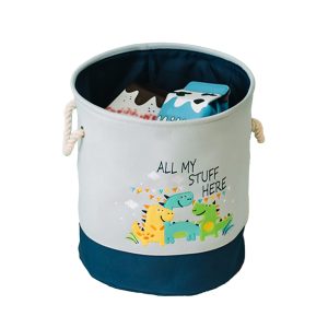 Convenient Durable Foldable Freestanding Embroidered Animal Laundry Basket