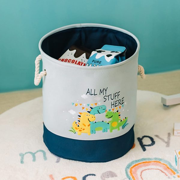 Convenient Durable Foldable Freestanding Embroidered Animal Laundry Basket
