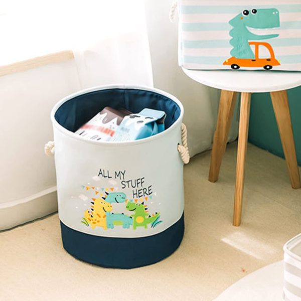 Convenient Durable Foldable Freestanding Embroidered Animal Laundry Basket