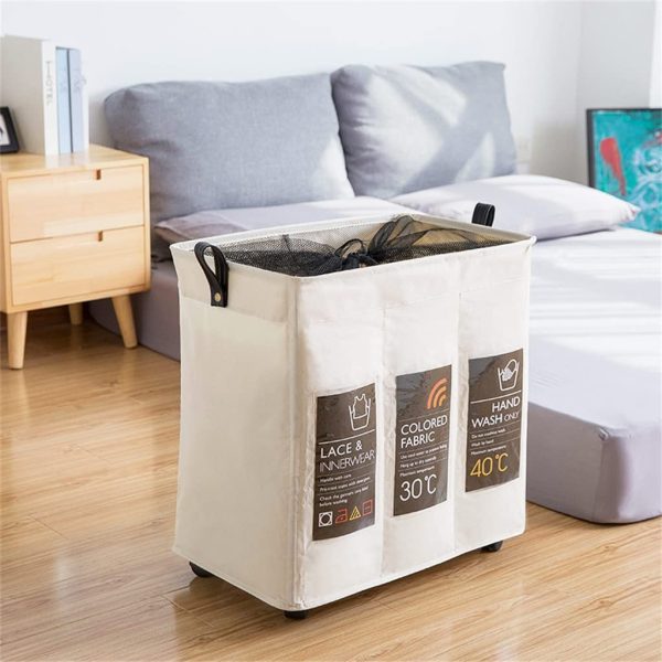 Foldable Wheels Caster Clothes Storage Laundry Basket