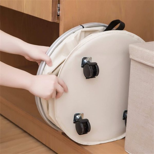 Foldable Wheels Caster Clothes Storage Laundry Basket