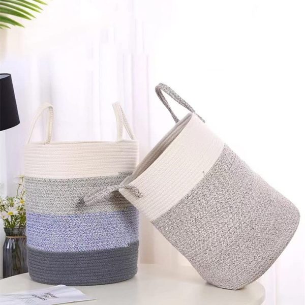 Handmade Cotton Portable Rope Storage Laundry Basket