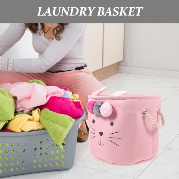 Cute Pink Cat Clothes Laundry Basket