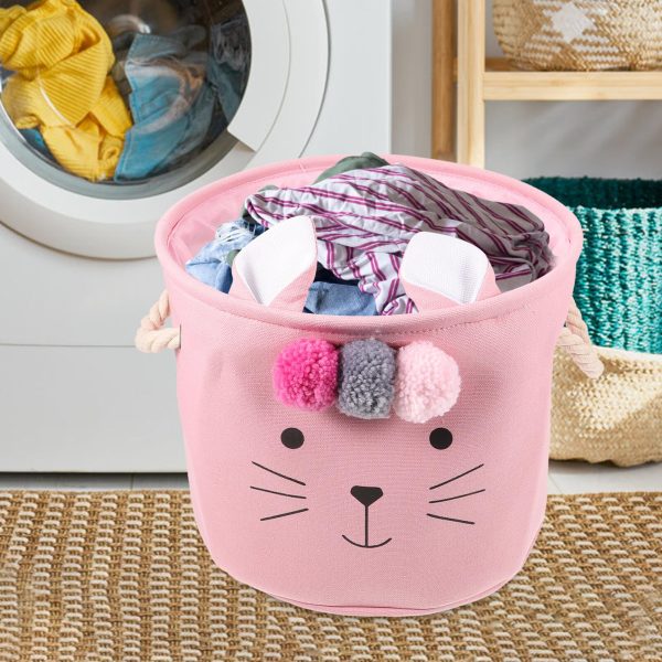 Cute Pink Cat Clothes Laundry Basket