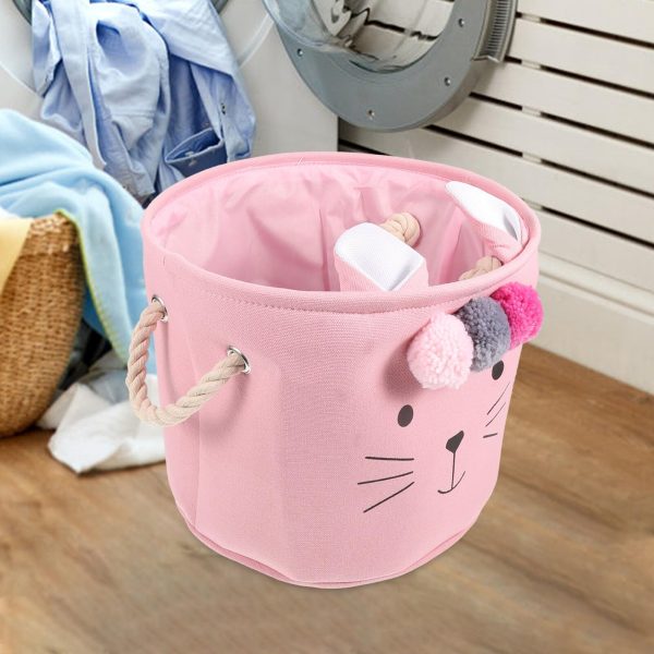 Cute Pink Cat Clothes Laundry Basket