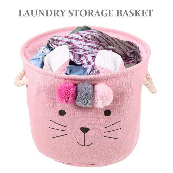 Cute Pink Cat Clothes Laundry Basket