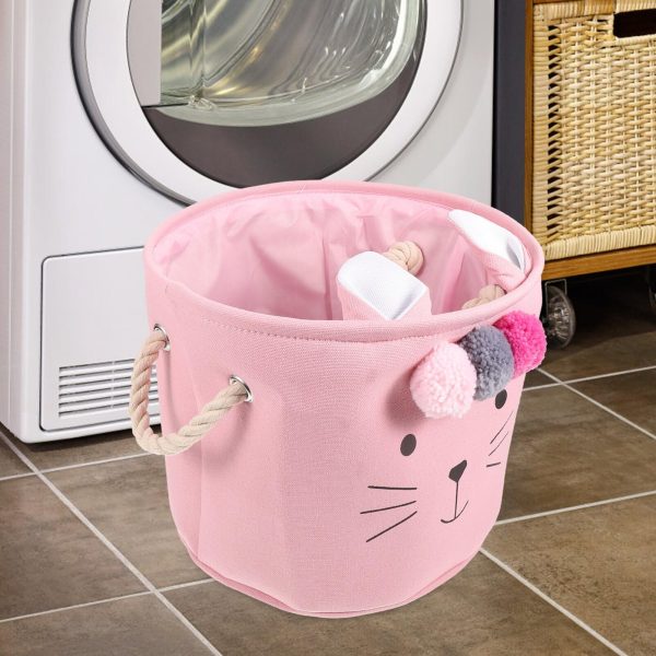 Cute Pink Cat Clothes Laundry Basket