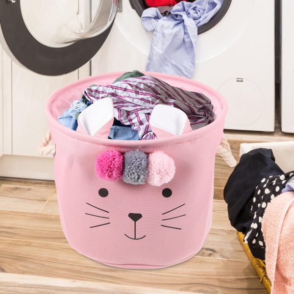 Cute Pink Cat Clothes Laundry Basket