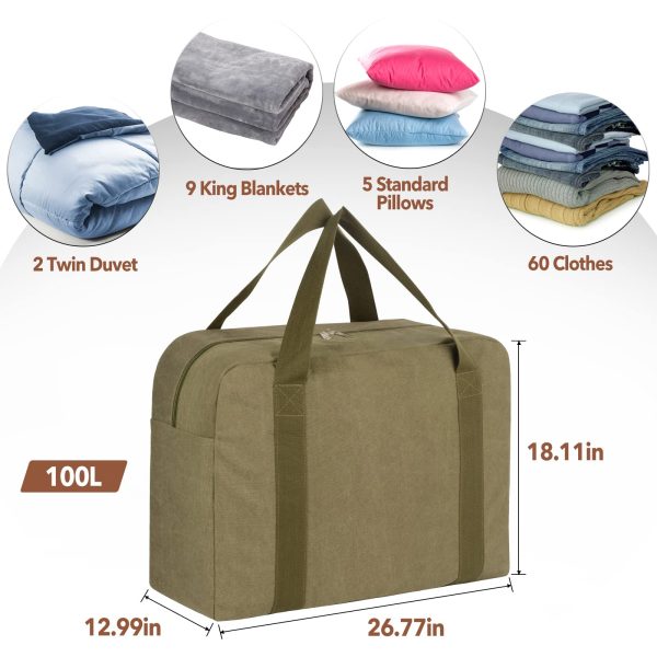 Large Capacity Thickened Canvas Zipper Comforter Storage Bag