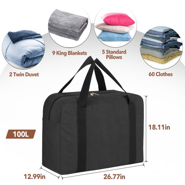 Large Capacity Thickened Canvas Zipper Comforter Storage Bag