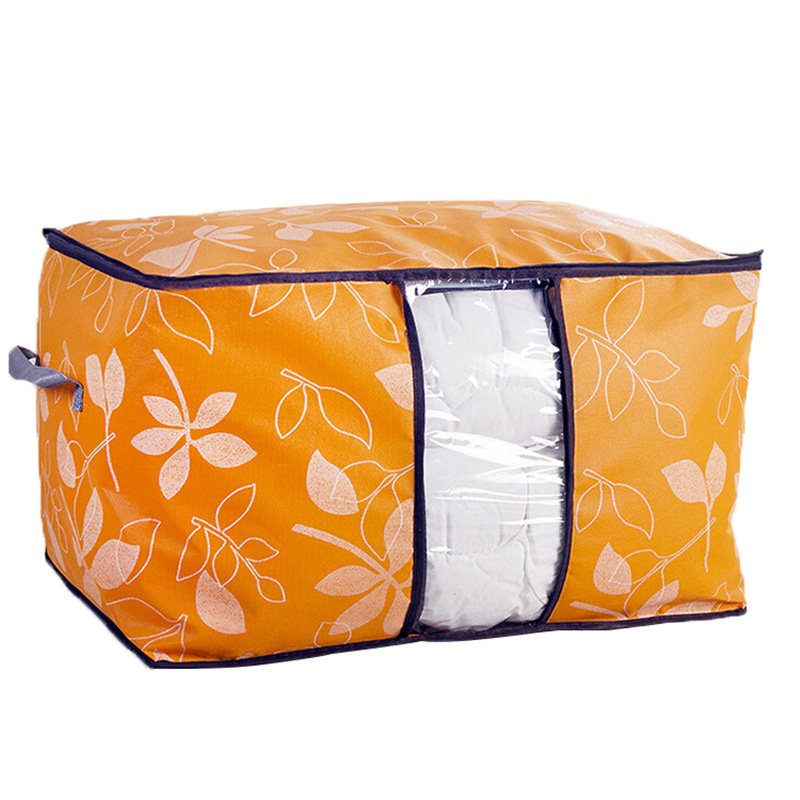 Colorful Leaf Printed Cotton Quilt Storage Bag