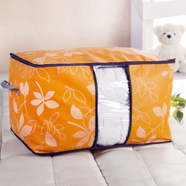 Colorful Leaf Printed Cotton Quilt Storage Bag