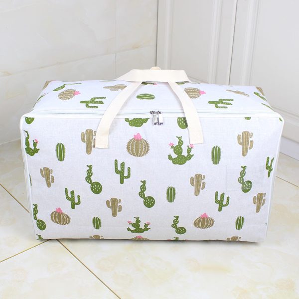 Cartoon Pattern Cotton Quilt Luggage Cactus Storage Bag